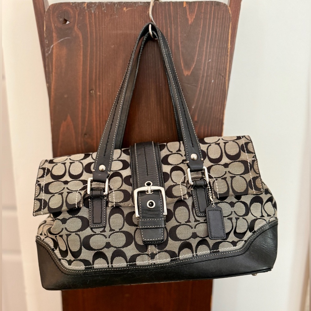 Y2K Coach Signature Hampton Flap Bag F12644 Satchel/Carryall